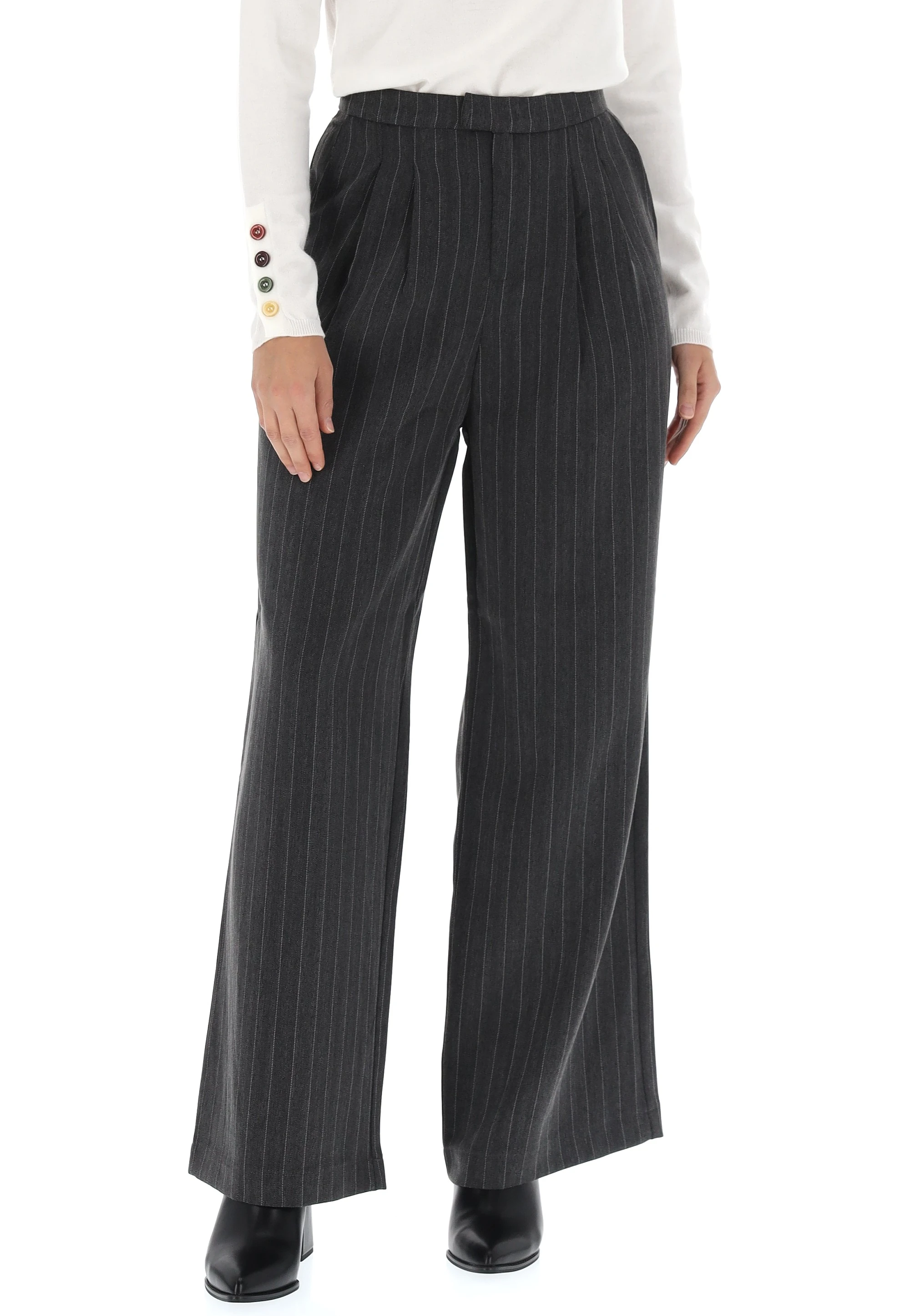 Pantalone gessato con pinces Lili Sidonio